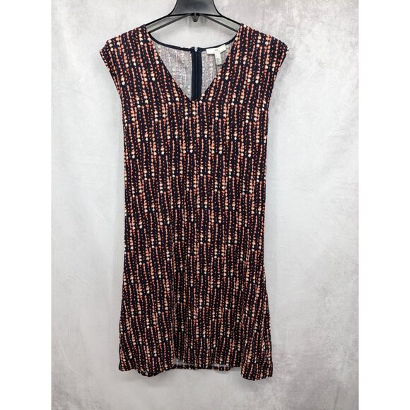 Halston Dot Striped Blossom Belted Dress Women Size XL Office Capsule Timeless - Picture 3 of 12